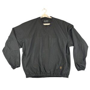 FootJoy Mens XL Jacket Black Golf Windbreaker Pullover Elastic Hem Zip Pockets
